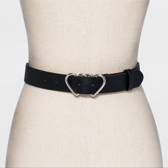 2/$20 Wild Fable Double Heart Metal Buckle Belt - Black - Picture 2 of 4